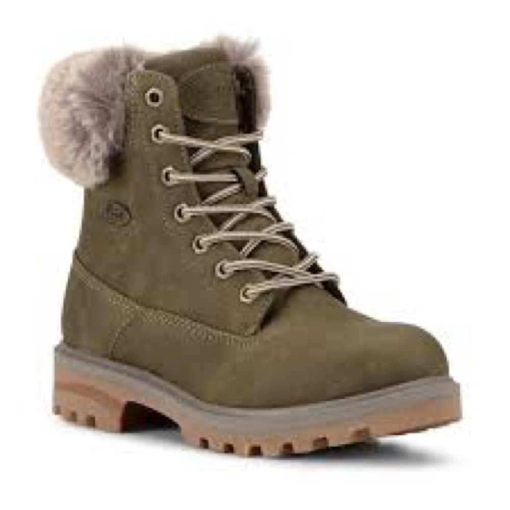 Lugz Olive Fur-Lined Combat Boots